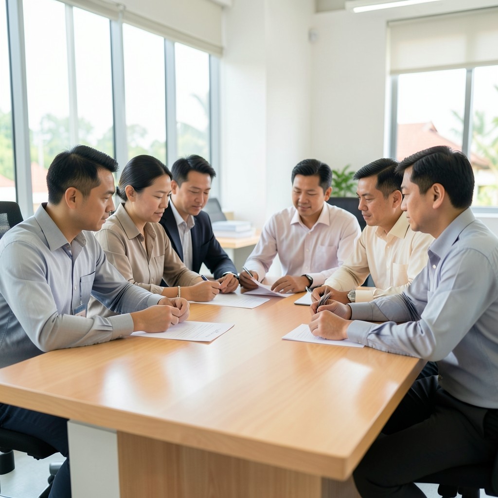 Import-export operations team reviewing shipment status notes together